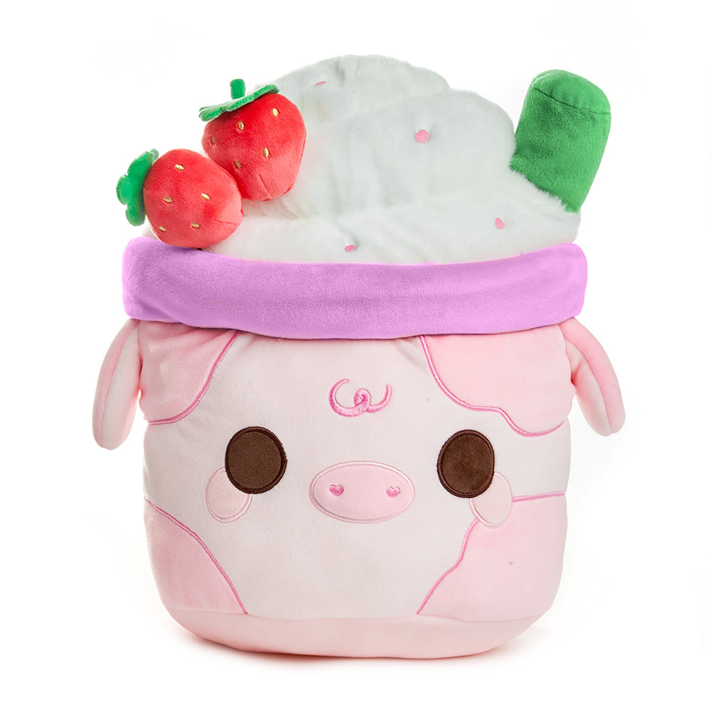Build-A-Bear Skoosherz Strawberry Cow Stuffed Animal in Pink